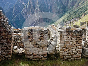 Some details of the ruins of the beautiful archaeological site of Machu Picchu in Peru