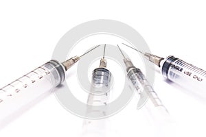 Some disposable syringes.