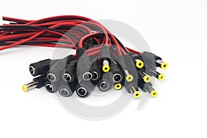 Some DIY electronics parts, DC 12v male and female connectors used to connect power cables to CCTV or other electronic equipment