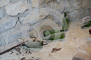 some dusty wine bottles, forgotten in a Lower Austrian wine cellar