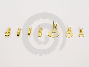 Some electrical`s terminals on a white background photo