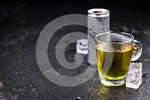 Some Energy Drinks on a dark slate slab