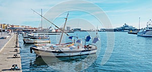 Boats at the port of Tarragona, Spain, web banner photo