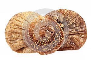 Some fruits of dried fig isolated on white background