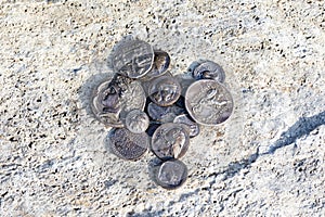 some Greek metal ancient coins