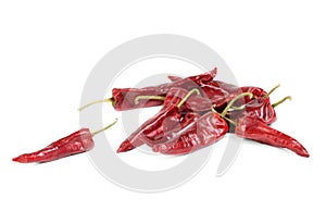 Some hot red pepper isolation ower white