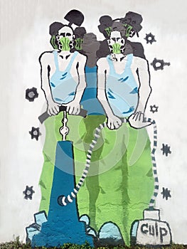 Some kind of workers preparing to dynamite an explosive charge called culp