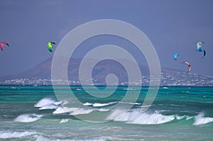 wave and kitesurfers