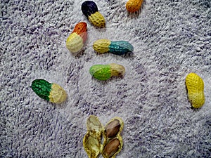 Painted peanuts are full of flesh. photo