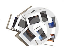 Some old color slides on a white background
