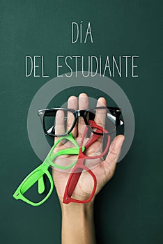 Text dia del estudiante, students day in spanish photo