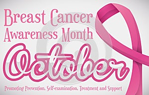 Some Precepts and Pink Ribbon for Breast Cancer Awareness Month, Vector Illustration