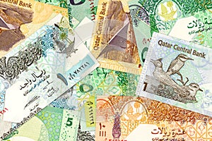 Some qatari riyal bank notes background