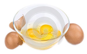Some Raw Eggs isolated on white selective focus
