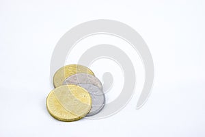 Some Ringgit Coins on White Background