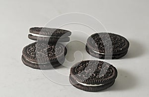 Some round shaped chocolate biscuits