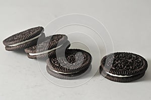 Some round shaped chocolate biscuits