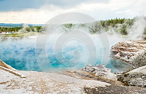 Some scenic view of landscape in geysers area in yellow stone,Wy,usa