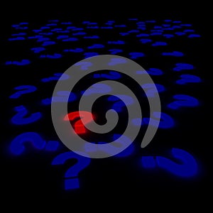 Some shiny question mark and a red