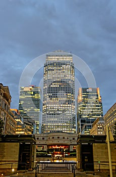 Some of the tallest skyscrapers in the Canary Wharf