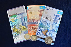 Some tenge banknotes of kazakhstan photo