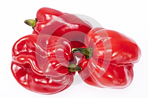 Some vegetable of red chili pepper habanero isolated on white ba