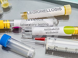 Some Vials With Samples Of Contagious Diseases In A Clinical Laboratory
