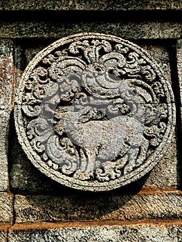 Relief carvings on the Penataran Temple in Java photo