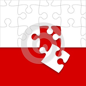 Some White Puzzles Pieces Red - Vector Jigsaw