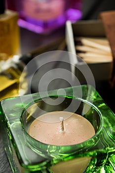 Some wooden matches and candles