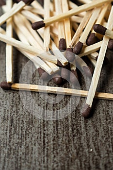 Some wooden matches on a table