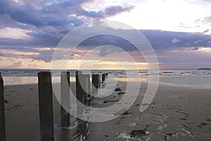 Somerset beach by sunset, England.