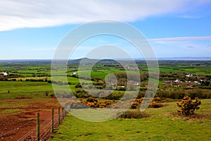 Somerset countryside view towards Brent Knoll near Weston-super-Mare in HDR photo