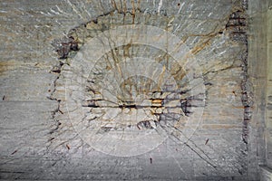 Crack in a concrete Wall floor ceiling. 01