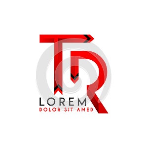 Initial Logo TR Uppercase Red Black Ribbon Simple Logo Design 3 photo