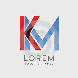 KM logo letters with blue and red gradation photo
