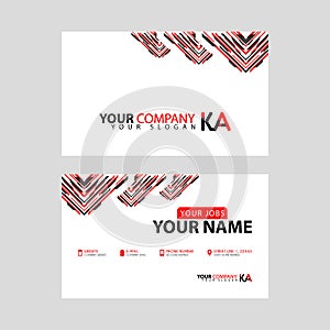 The new simple business card is red black with the KA logo Letter bonus and horizontal modern clean template vector design.