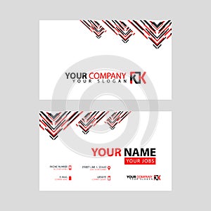 The new simple business card is red black with the KK logo Letter bonus and horizontal modern clean template vector design.