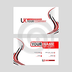 The new simple business card is red black with the UK logo Letter bonus and horizontal modern clean template vector design.