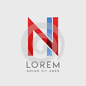 NI logo letters with blue and red gradation photo