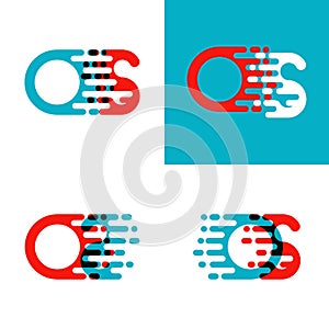 OS letters logo with accent speed in red and blue photo