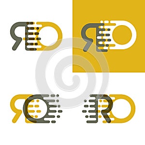 RO letters logo with accent speed in brown and dark yellow photo