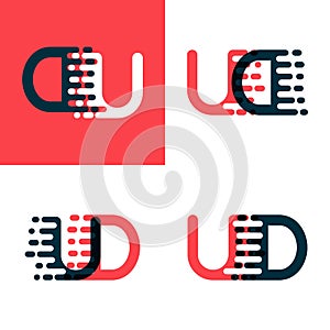 UD letters logo with accent speed dark red and dark blue photo