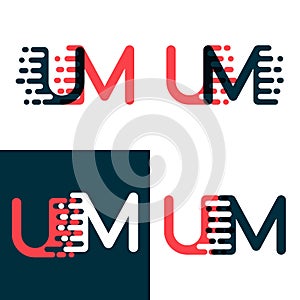 UM letters logo with accent speed dark red and dark blue photo