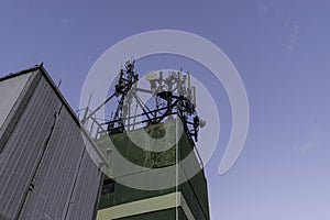 Various Cellular, Data and Radio Antennas at the top of a building in Suzano - SÃÂ£o Paulo, Brazil photo