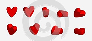 Ä°sometric hearts icon set