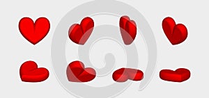 Ä°sometric hearts icon set
