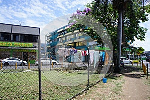 A somewhat unexpected view of one of the streets of Lautoka on the island of Viti Levu in the Fiji archipelago in the Pacific Ocea