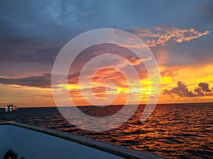 Somewhere in Maldives / while sailing sunset captured