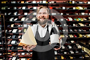 Sommelier with cheese and wine